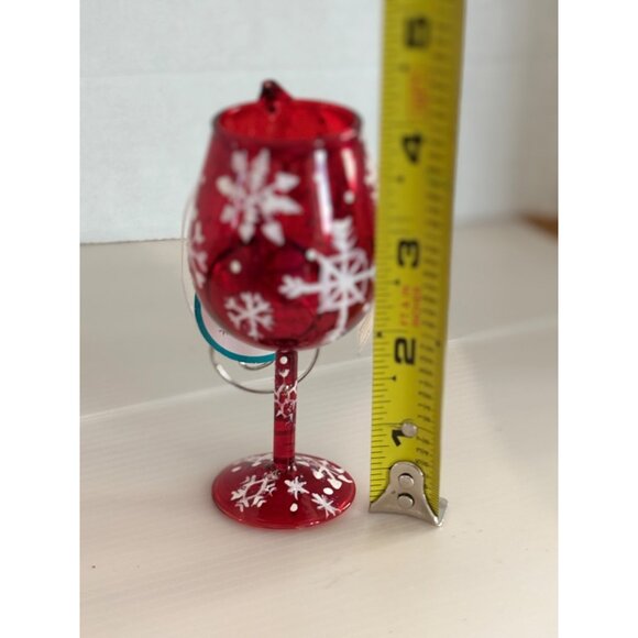 Lolita Love My Mini-Wine Ornament Ruby Snowflake Christmas Decor Glass Red - Picture 3 of 4